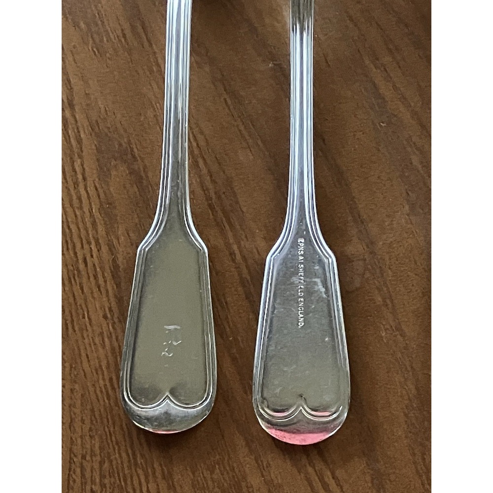Vintage Wm Hutton &Sons Sheffield England Reeded Harley Pattern 12pc Dinner Fork - Picture 3 of 7